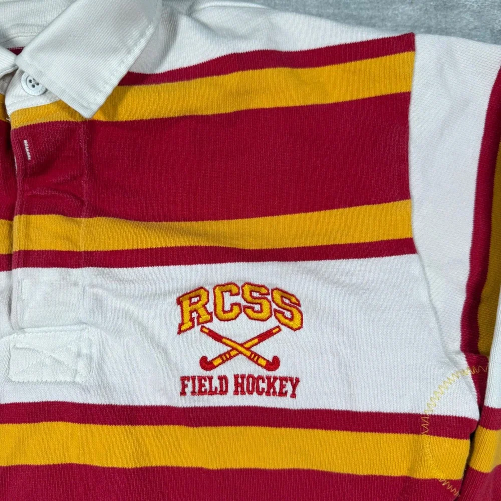 Barbarian Rugby Shirt Mens Small Red Striped Vintage 90s RCSS Field Hockey Polo - Picture 2 of 11